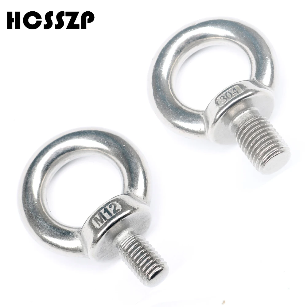 

HCSSZP 2 Pieces M6-M16 Germany DIN 580 Standard Stainless Steel 316 Threaded Loop Hole Eye Bolt Lifting Screw Ring