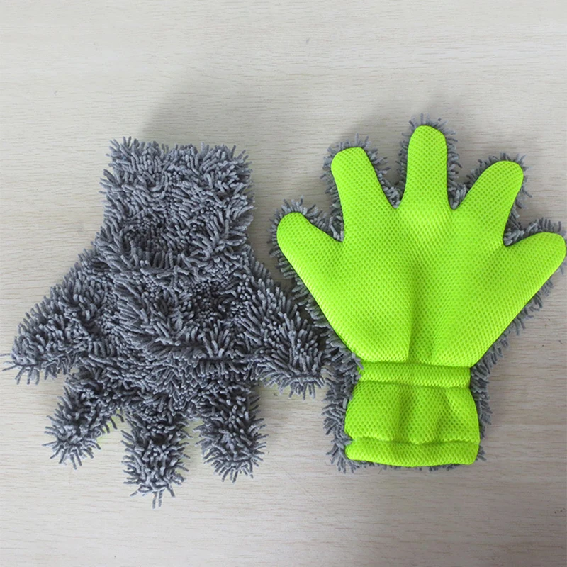 Car Care Soft High Density Gloves Microfiber Wash Mitt Furniture Office Clean Kitchen One Pair Chenille Durable