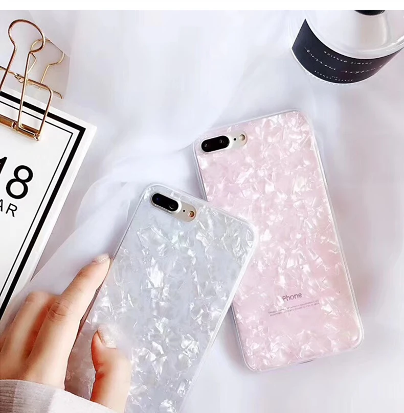 

Girl powder dream shell pattern for apple iphone 8plus case iphone 7 cute fresh iPhone X 6s soft protective cover secret pink