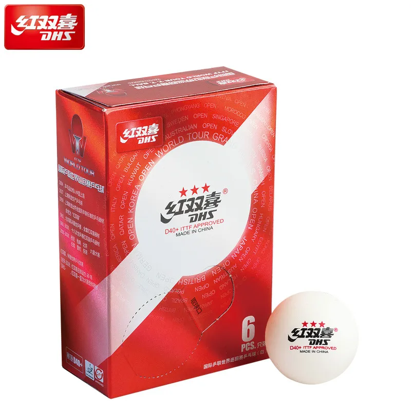 

2019 Dhs Ittf World Tour Table Tennis Balls 3 Star D40+ Table Tennis New Material Plastic Poly Ping Pong Balls