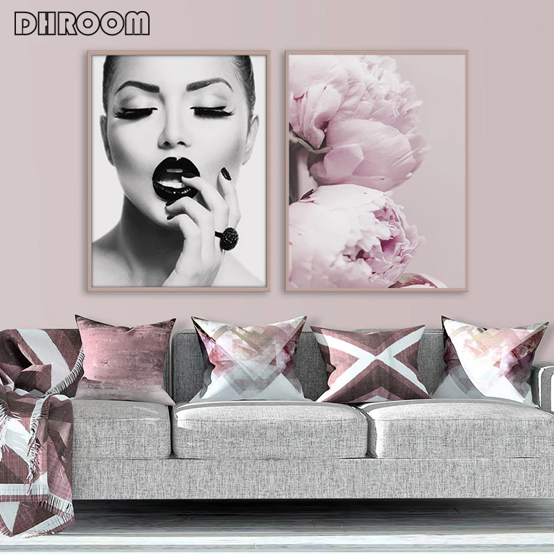 Модные плакаты DHROOM Картина на холсте с розовыми цветами современный сексуальный