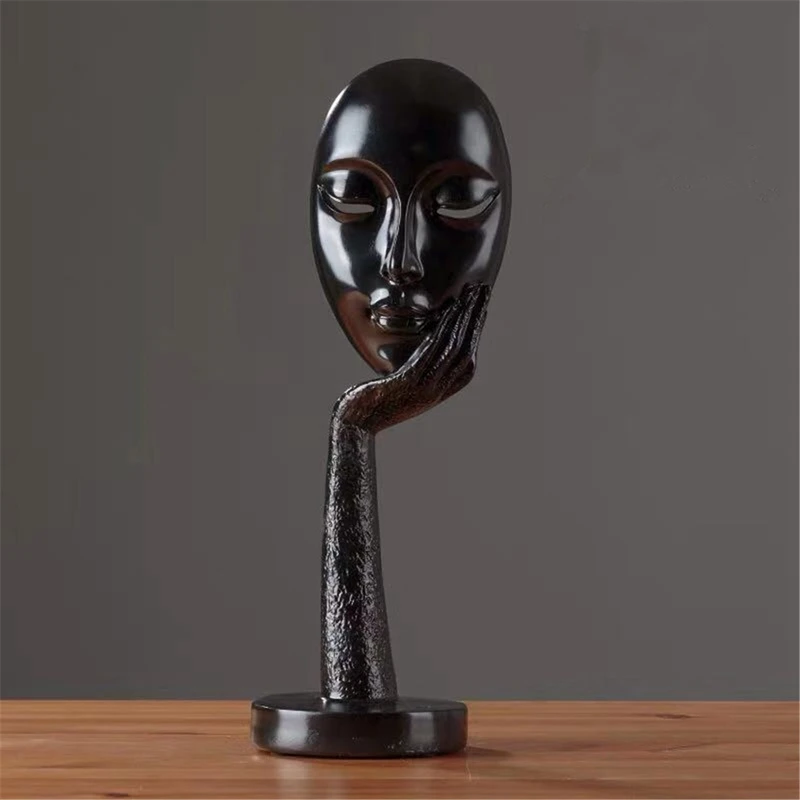 Online LUDA Modernen Menschlichen Meditier Abstrakte Dame Gesicht Charakter Harz Statuen Skulptur Kunst Handwerk Figur Startseite Dekorative Display