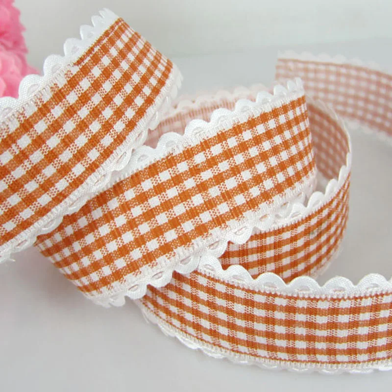 

1Roll 20yards 1" Printed Orange Lace Fabric Trim Ribbon For Craft Wedding Scrapbook gift wrap ribbons 25mm