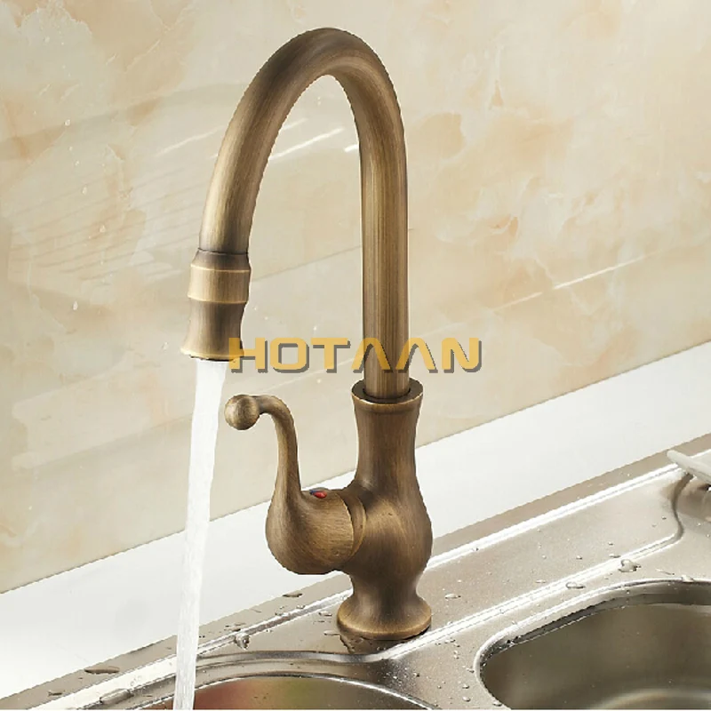  Free shipping Kitchen Faucet Antique Brass Swivel Bathroom Basin Sink Mixer Tap Cranetorneira YT-60 - 32313505983