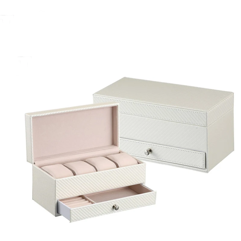 Alto grado CF reloj joyero de cuero caja con cajón maquillaje organizador reloj ataúd joyas caja de almacenamiento organizador contenedor Alto grado CF reloj joyero de cuero caja con cajón maquillaje organizador reloj ataúd joyas caja de almacenamiento organizador contenedor