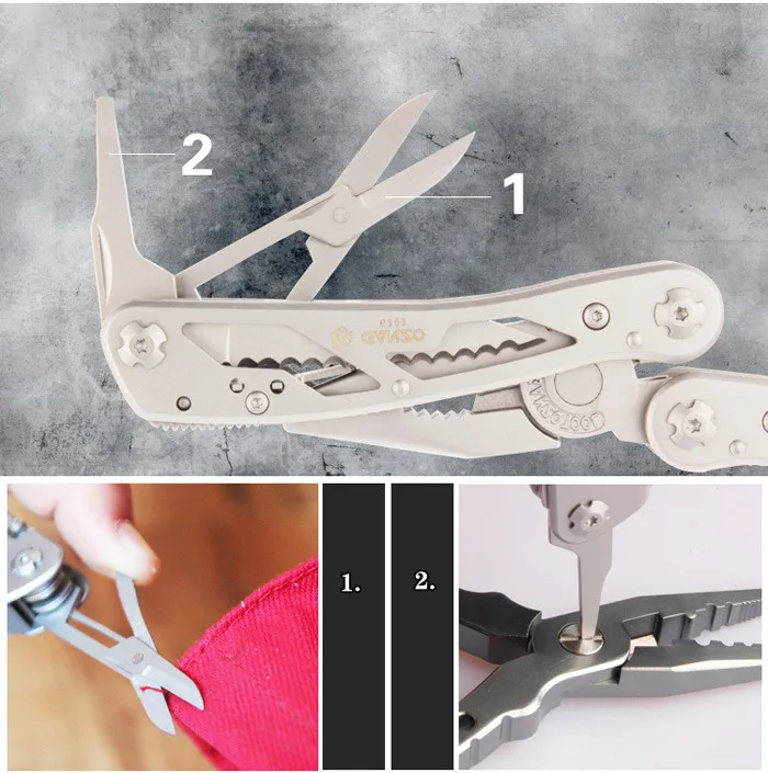 24 in 1 Multi Tool Pliers EDC Ganzo Pocket Tools Outdoor Folding Fishing Camping Hunting Pliers Tungsten Cutter Knife