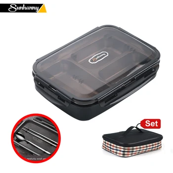 

Sunhanny Portable Lunch Box For Kids School 304 Stainless Steel Bento Box Leak-proof Food Container with Chopsticks and Spoon
