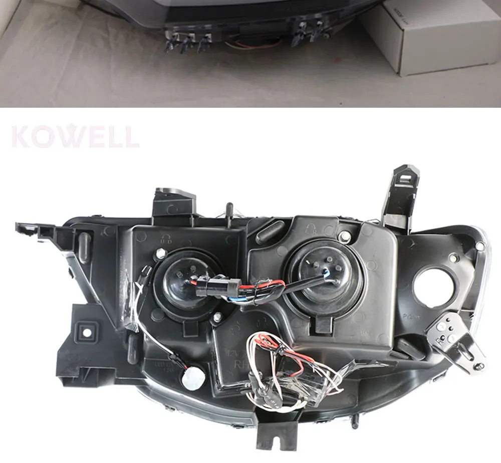 KOWELL автомобильный Стайлинг для Мицубиси паджеро фары 2009-2013 светодиодный фары DRL H7 D2H Hid вариант Ангел глаз би ксенон луч