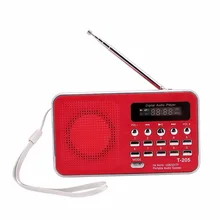 4 Colors T205 Portable LCD Display Digital FM Radio MP3 Player Mini Music Speaker Support TF/SD Card USB AUX Audio Input UM