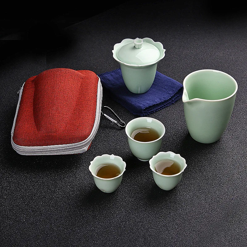 5 Китайский кунг-фу чайный сервиз керамический чайник Gaiwan чашка чая портативный дорожный чайный сервиз чайной церемонии чайник с сумкой для путешествий - Цвет: 5
