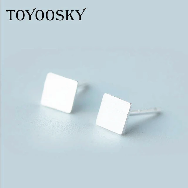 2017 Simple Small Square Stud Earrings In Silver Women Tiny Cute 2017 Simple Small Square Stud Earrings In Silver Women Tiny Cute Earring Studs Minimal
