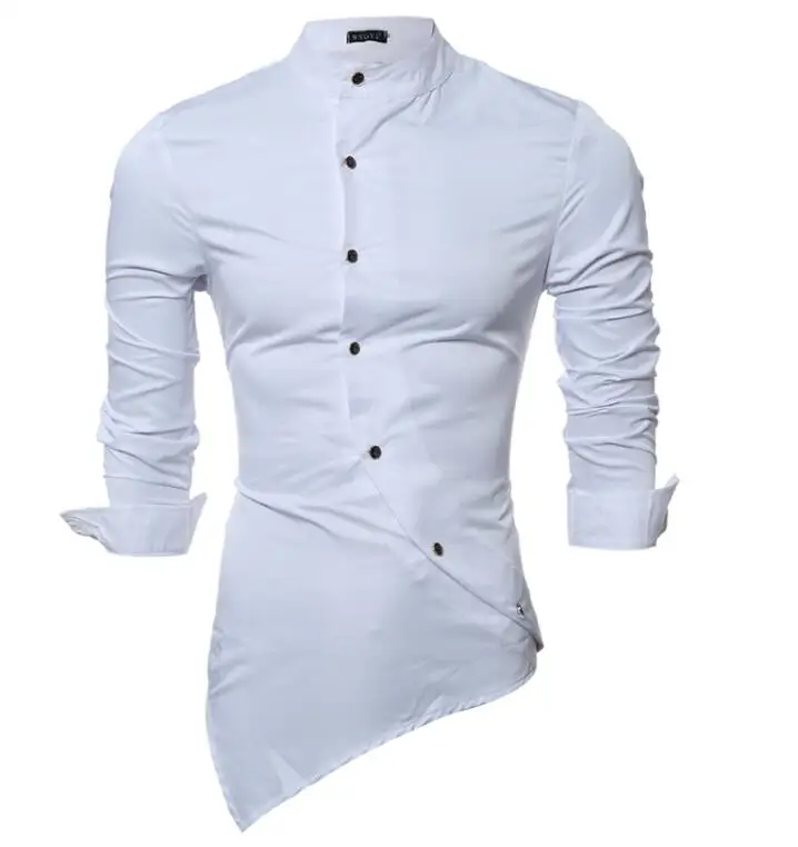white shirt Мужские рубашки с длинным рукавом, брендовые рубашки для мужчин, Повседневные Мужские приталенные одноцветные рубашки, мужские официальные рубашки XXL - Цвет: white shirt