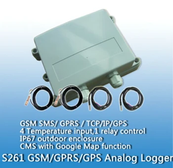 

real time temperature alarm IP67 Waterproof S261 SMS/3G TCP/IP Temperature Logger,4 Channel temperature inputs,1 relay control
