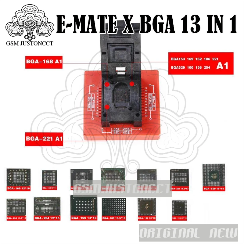 Новые эмате box E-mate X EMMC BGA 13 в 1 Поддержка BGA100/136/168/153/169/162/186/221/529/254 для легкий JTAG плюс UFI коробка