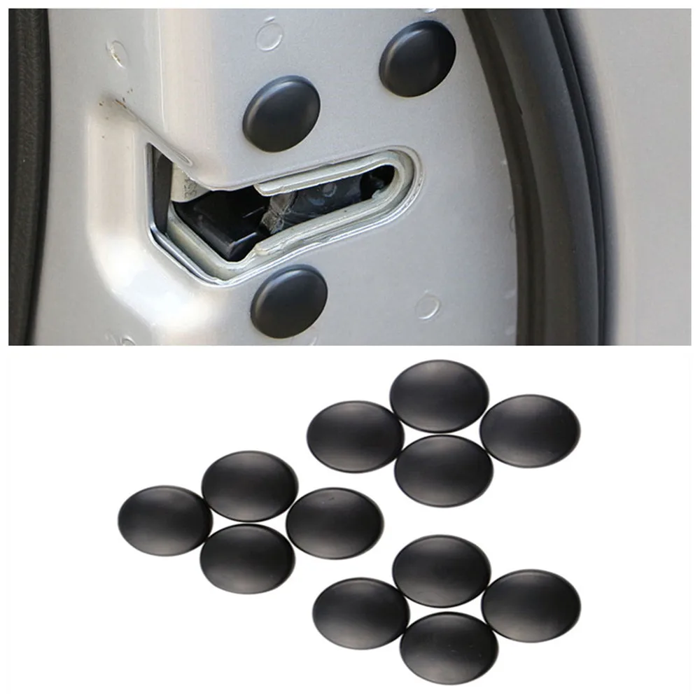 

Carmilla 12pcs Black Car Door Lock Screw Protector Cover Sticker for Fiat Panda Bravo Punto Linea Croma 500 595 Accessories
