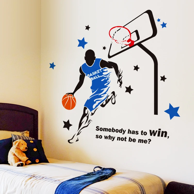 Buy [SHIJUEHEZI] Playing Basketball Wall Sticker Creative NBA Player Sports