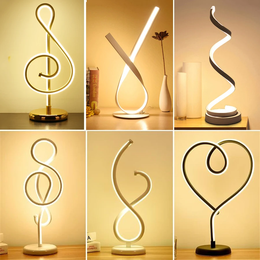 

Thrisdar Postmodern Minimalist LED Table Lamps Bedroom Desk Study Reading Table light Nordic Creative Art Line Table Lamps