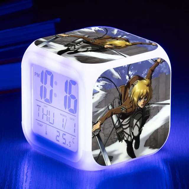 Kids wekker Gift Alarm Clock Cartoon Attack On Titan3 digital Alarm clock wake up light reveil