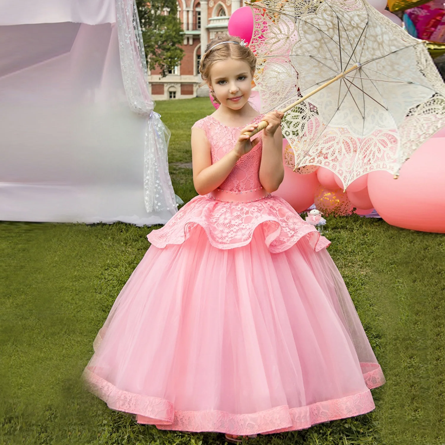 Kids Dresses For Girls Wedding Flower Girl Clothes Pageant Elegant Princess Embroidered Birthday Party Prom Gown Vestidos | Детская
