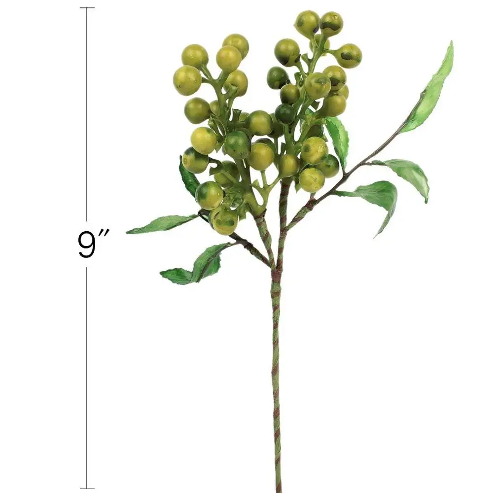 CHENCHENG, 1 филиал, Деревенское искусственное растение, декоративная черника, фрукты, шелковые цветы для свадьбы, дома, рождества, украшения стола - Цвет: Green