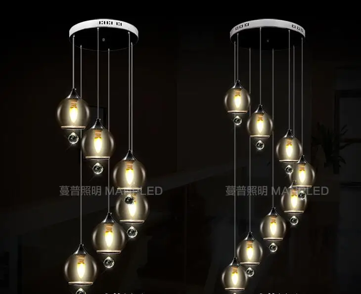 

Stairs lights Original modern double staircase simple style pendant light crystal length creative personality FG46