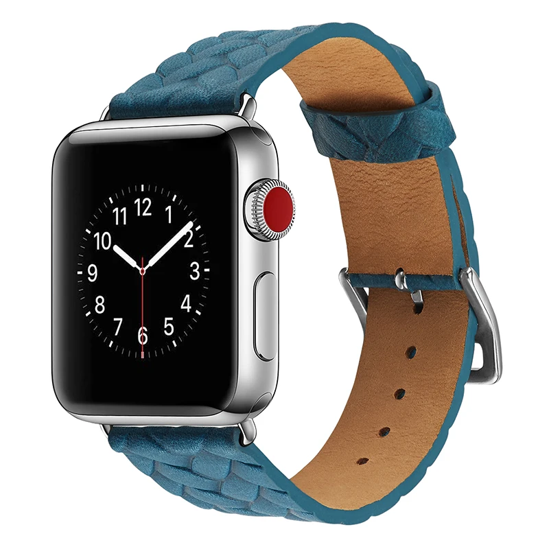 for Apple Watch Band 38mm Woven Texture Leather Iwatch Strap Stainless Metal Clasp Series 3 2 1 Sports Edition | Наручные часы