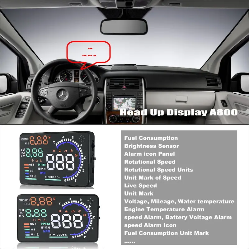 Автомобильный HUD Дисплей для Mercedes Benz A W169/W176 B W245/W246 OBD отражающий сигнал на лобовое