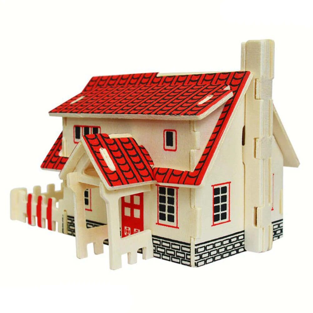 

Baby Assembly Model House Toys 3D DIY Wooden Puzzle Jigsaw Toy Kid Early Learning Construction Hand Craft Toys Birthday Gifts