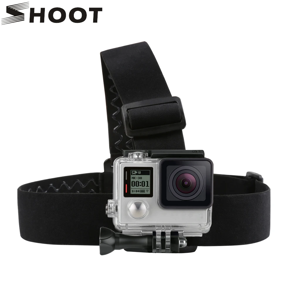 Buy Cheap SHOOT Adjustable Helmet Harness Head Strap for GoPro Hero 5 3 4 Session SJCAM SJ4000 Xiaomi Yi 4K Strap Mount GoPro Accessories
