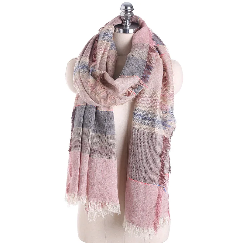 

2017 Luxury Brand Fashion Female Lattice Scarf Winter Feminino Warm Cotton Soft Scarves Women Mixed Colors Pashmina Long Scarf