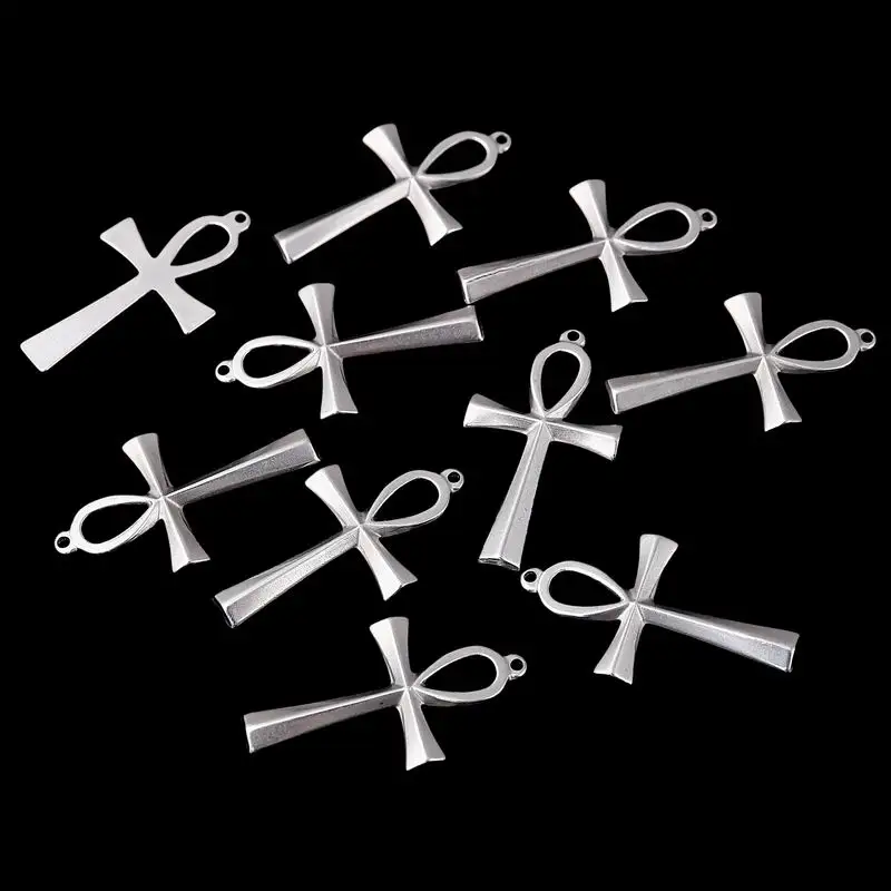 

5PCS/Lot Vintage Egypt ANKH Cross Pendant Charms For Diy Jewelry Making Wholesale Stainless Steel Crosses Charms
