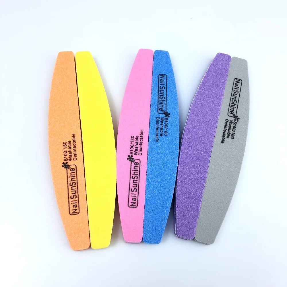 

NEW 10pcs Nail Files Mix 6 Color SunShine Nail File Diamond Shape Washable 100/180 High Quality Free Shipping not hurt the hand
