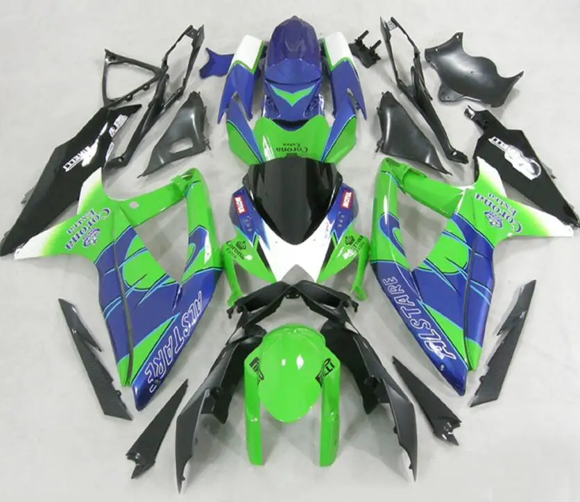 

3Gifts New ABS Fairings Kit 100% Fit For SUZUKI GSXR600 GSXR750 08 09 10 R600 R750 K8 GSXR 600 750 2008 2009 2010 green blue