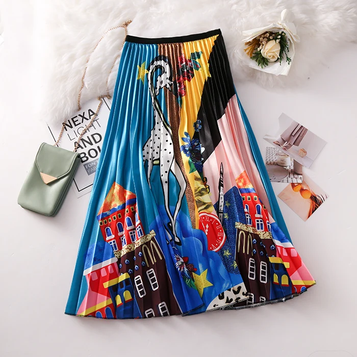

2019 Harajuku Skirt Women Elastic High Waist Skirt For Women Summer A-Line Skirt Saias Femme Casual Women Pleated Skirt Outwear