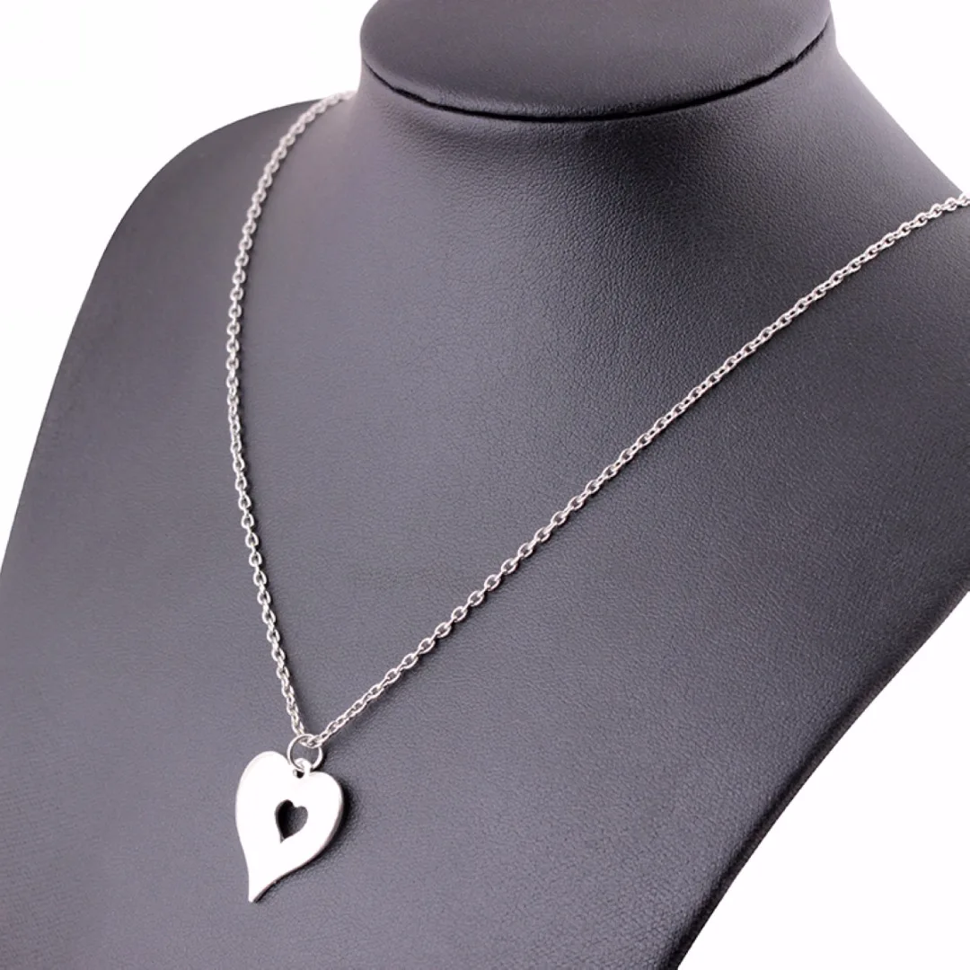 2pcs Mother and Daughter Silver Two Hearts Necklace Love Pair Set Jewelry