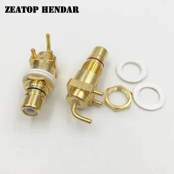 

100Pcs High quality Copper Gold Plated RCA Terminal Female Panel Mount Jack Audio 3Pin PCB Board Socket Plug Connector New Type