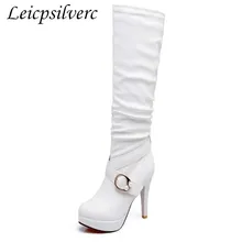 Пикантные зимние сапоги на высоком каблуке; Новая корейская универсальная обувь на высоком каблуке; зимние сапоги из флиса