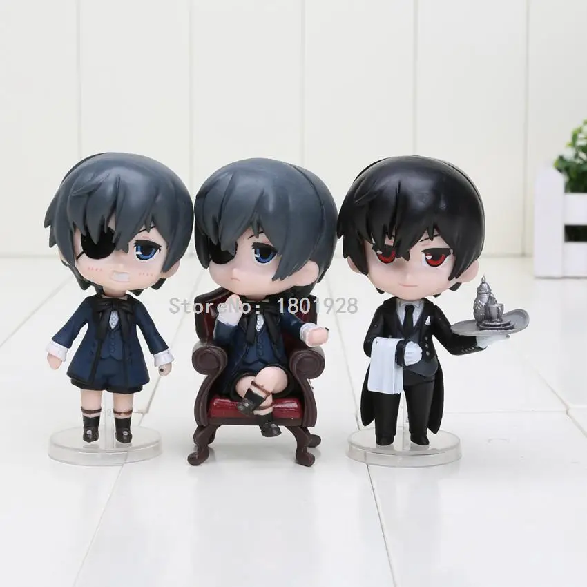 3 шт./компл. 9 см Аниме Черный дворецкий Kuroshitsuji Ciel Q Edition ПВХ фигурка модель игрушки