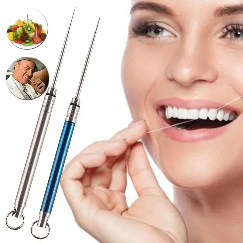 

NEW Titanium Alloy Outdoor Toothpick Bottle Fruit Fork Toothpick-holder Useful Portable carry-on Toothpick Camping Tool