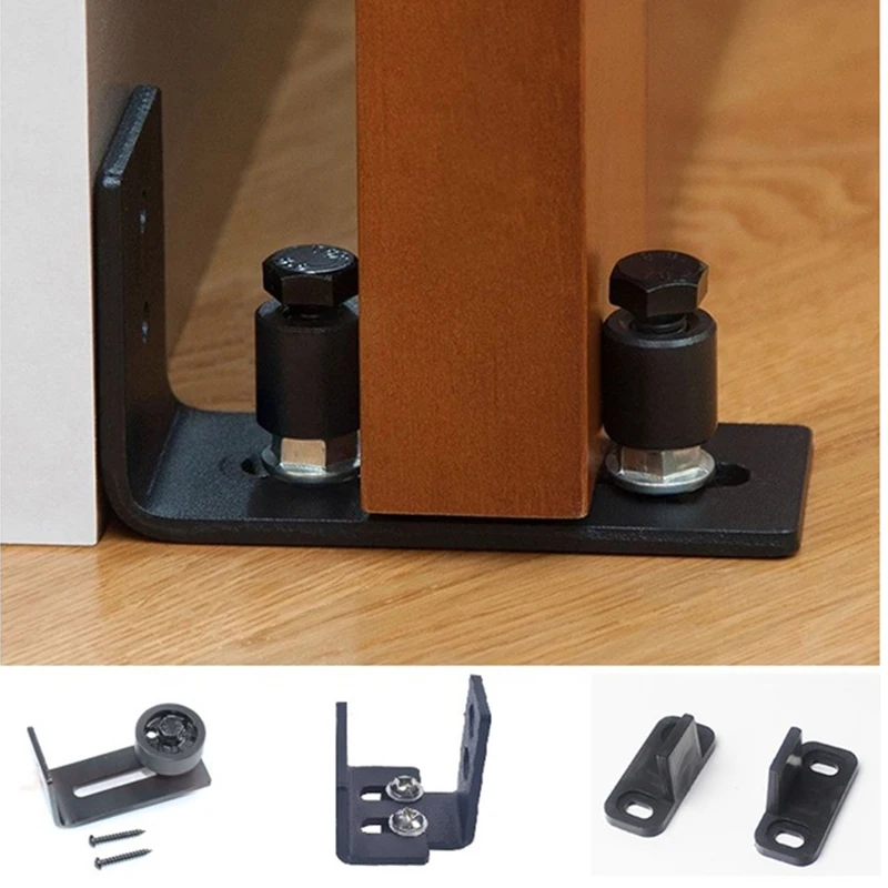 

Adjustable Sliding Barn Door wall floor Guide Guider Roller Wheel Linear Direction With Screws Black