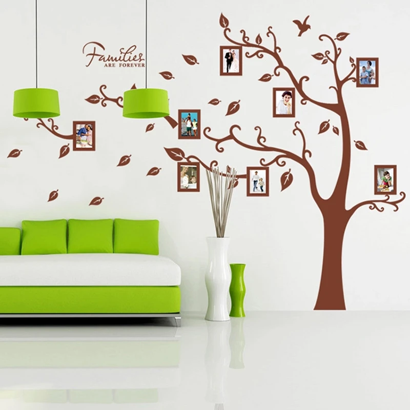 creative family photos brown tree wall stickers for living room bedroom