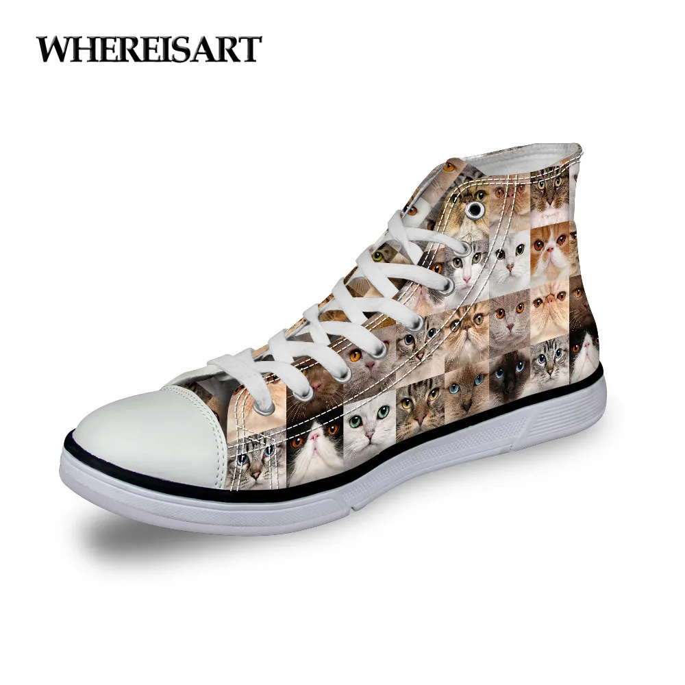 

WHEREISART New Shoes Woman Spring High Top Dos Cats Animal Sneakers Girls Outdoor Fashion Footwear Female Vulcanized Espadrilles