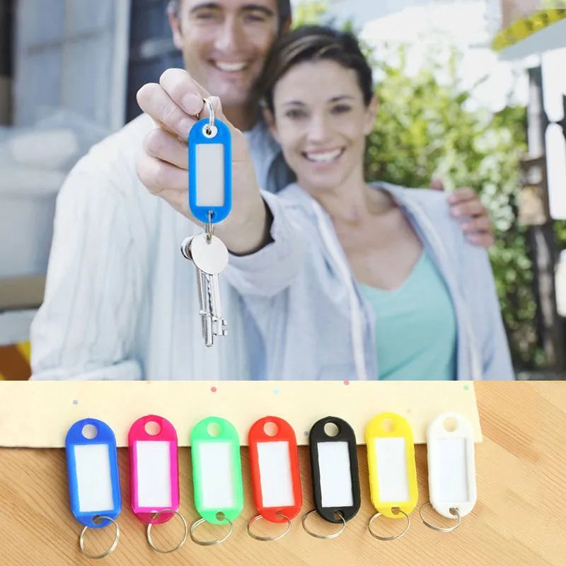 5 шт красочный пластиковый брелок для ключей ID Этикетки Имя бирки Сплит автомобильный брелок