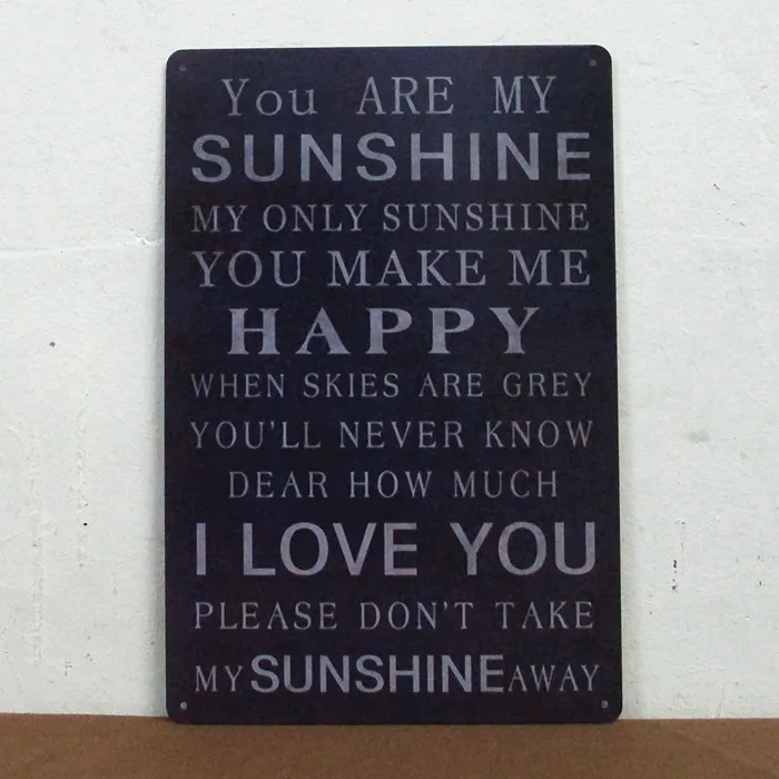 50 шт./лот металлический знак потертый шик You are my sunshine Плакат Металлический налет