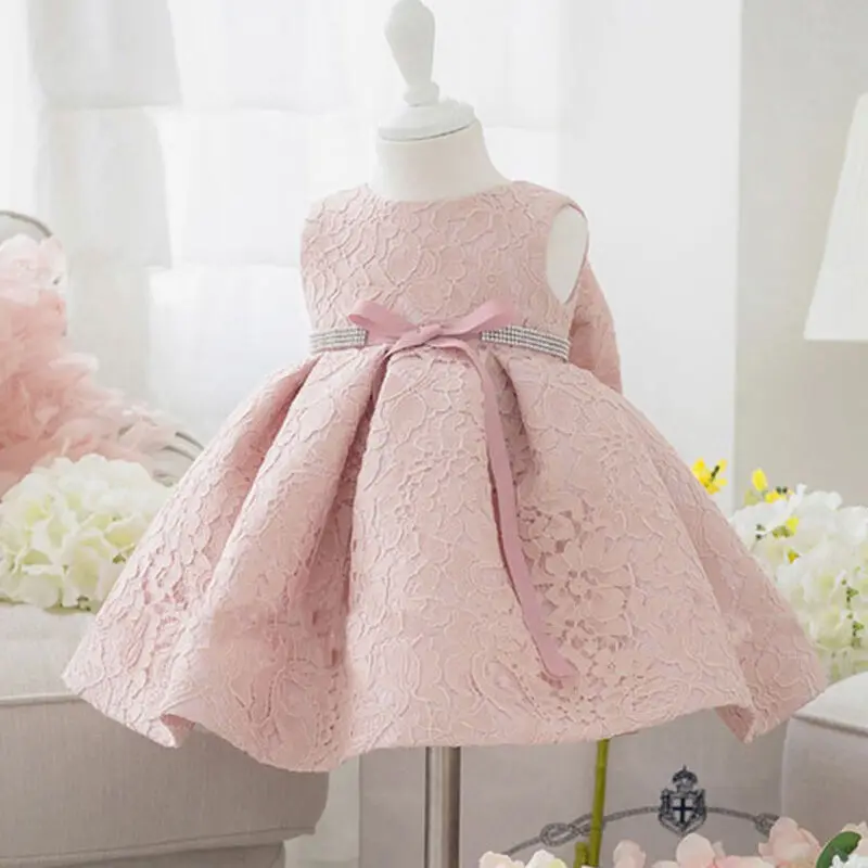 

2-7T Christmas Kids Baby Girl Dress Party Sleeveless Flower Lace Dresses Formal Wedding Gowns