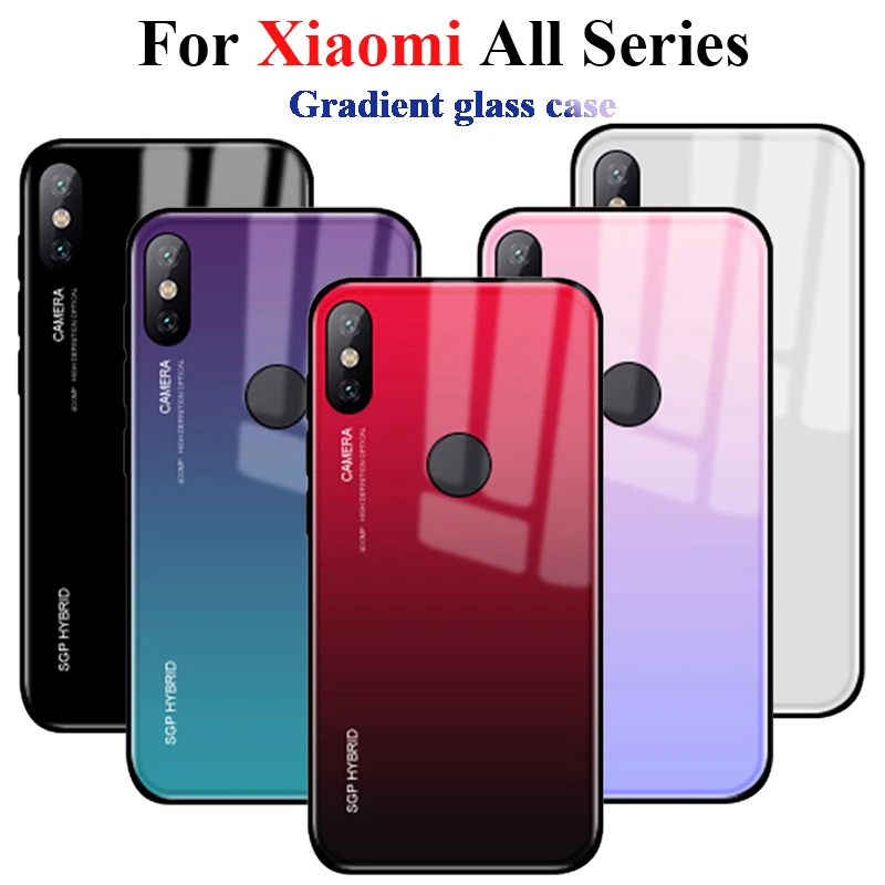 

Gradient case on ksiomi 6 pro for xiaomi redmi s2 y2 a2 lite mix 2 2s 8 se 6a xiaomei tempered glas cover bumper xiomi xiami xao