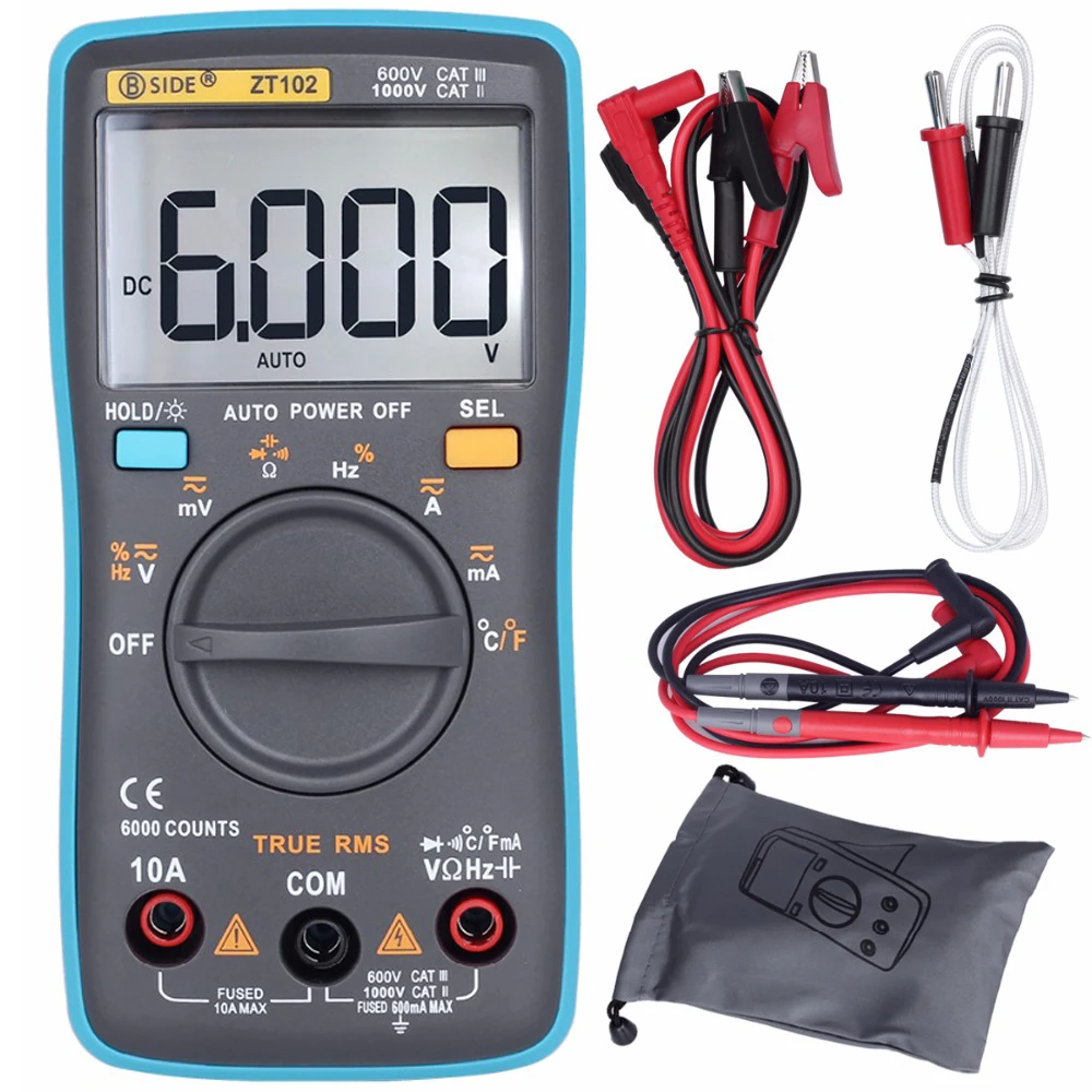 BSIDE Auto Range Digital Multimeter ZT102 True Rms 6000 Counts