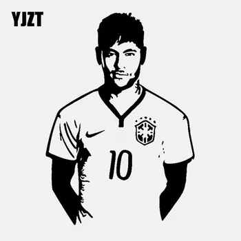 

YJZT 11.1CM*16CM Neymar Da Silva Brazilian Brazil Football Player Vinyl Decal Art Car Sticker Black/Silver C3-1719