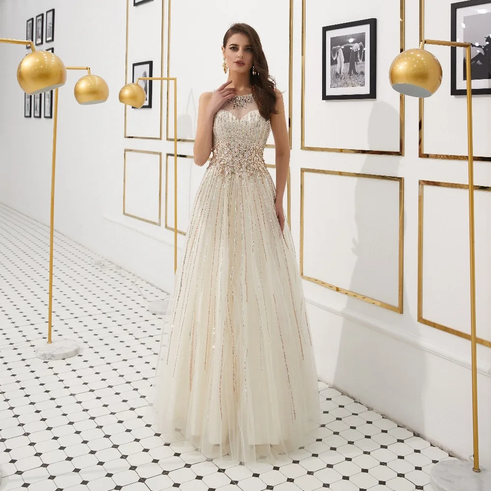 Элегантное Длинное Вечернее платье 2019 vestido de festa бисер Кристалл вечернее платье для выпускного вечера вечерние платья халат De Soiree 64320