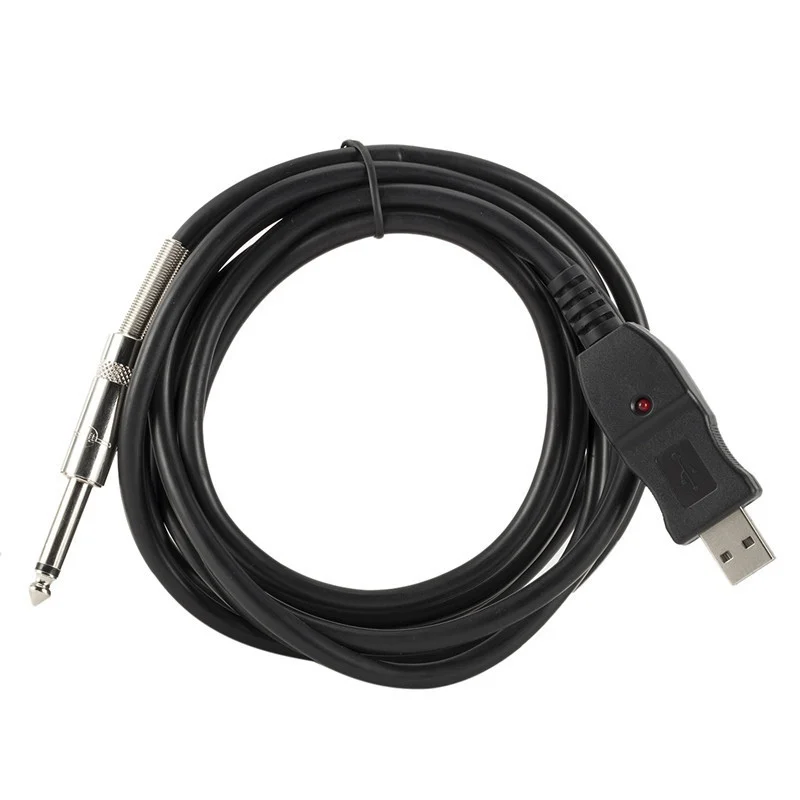 3m Portable 1/4 6.3mm Guitar Bass To USB Interface Link Connection PC Instrument Cable Audio Adapter USB Guitar Cables